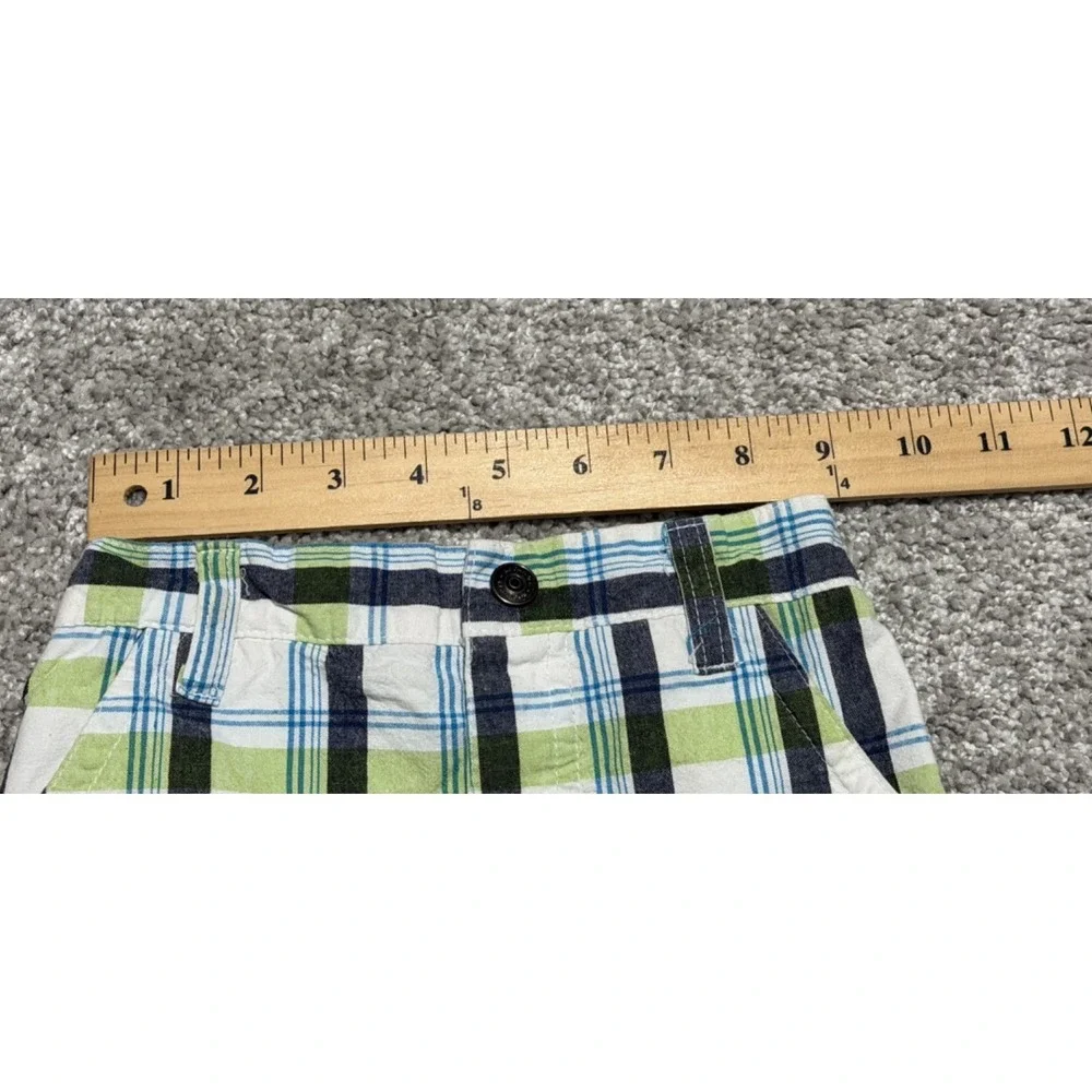 Rocawear Shorts Youth Toddler Boys 5T Plaid Embroidered Green White Blue Elastic